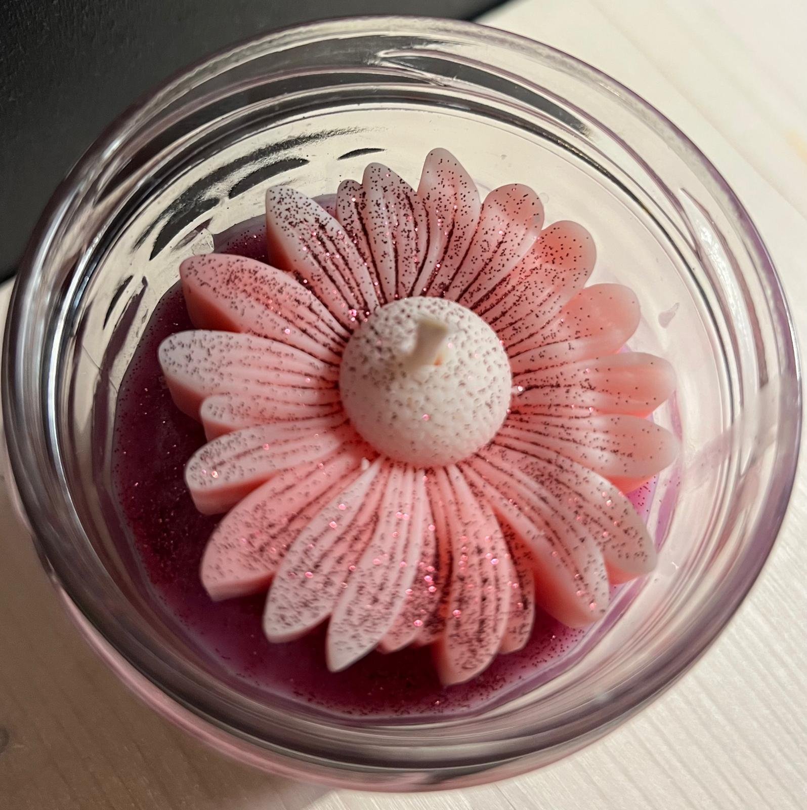 Bougie format M - Parfum fleur de cerisier - Couleur mauve & rose