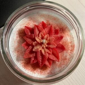 Bougie format M - Parfum délice interdit (dominante poire) - Couleur blanche & rouge