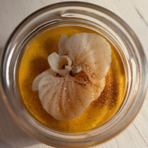 Bougie format M - Parfum orange épicée - Couleur orange & blanche