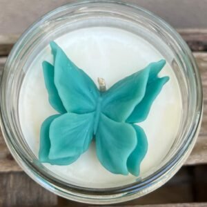 Bougie format M - Parfum délice interdit (dominante poire) - Couleur blanche & bleue