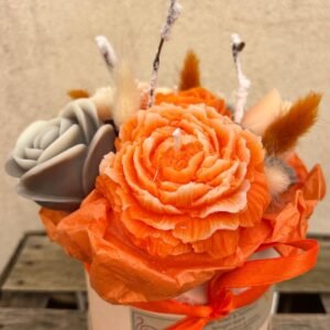 Bouquet fondants et mini bougies - Parfum nougat blanc