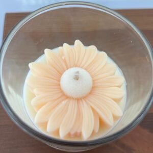 Bougie M contenant verre transparent avec couvercle en bois