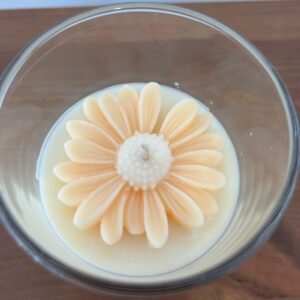 Bougie M contenant verre transparent avec couvercle en bois