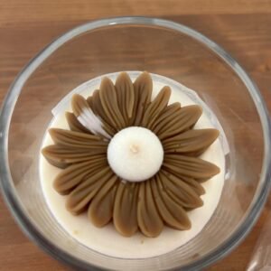 Bougie M contenant verre transparent avec couvercle en bois