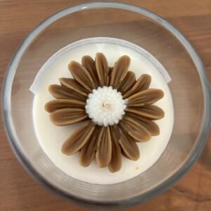 Bougie M contenant verre transparent avec couvercle en bois