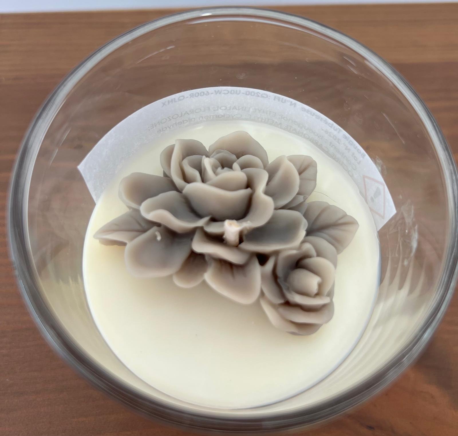 Bougie M contenant verre transparent avec couvercle en bois