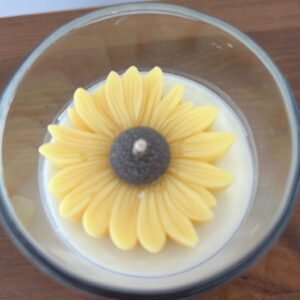 Bougie M contenant verre transparent avec couvercle en bois