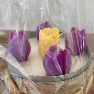 Bougie coupelle en métal argenté parfum iris jasmin